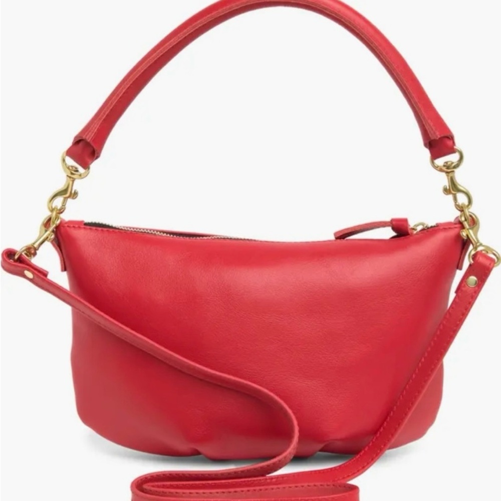 Clare V Red Shoulder Bag with Gold Hardware